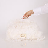 Ultra - Rare Fendi White Ostrich Feather Baguette - FashioNica
