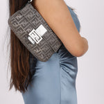 Ultra - Rare Fendi Zucca Metallic Crystal Baguette - FashioNica