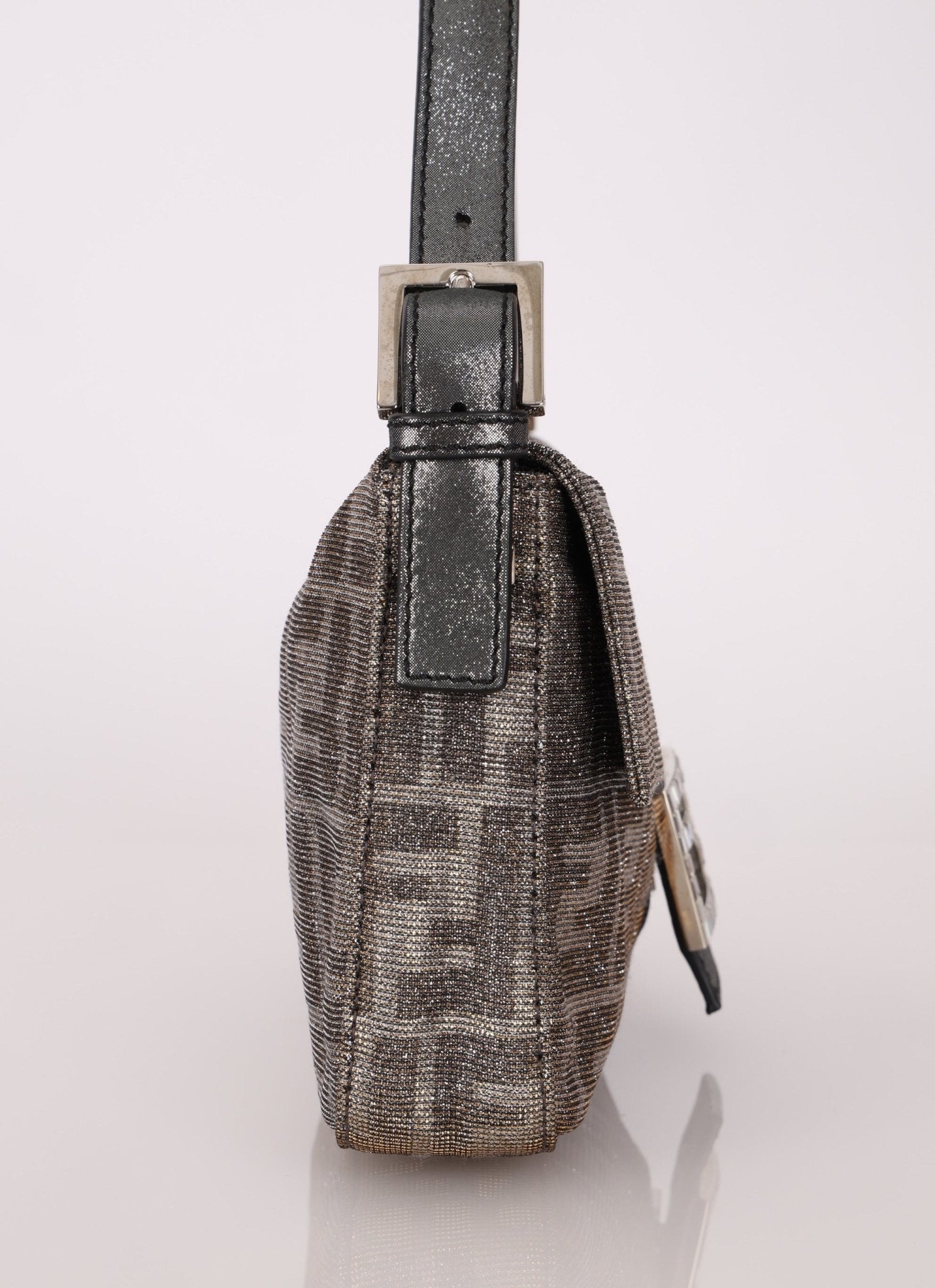Ultra - Rare Fendi Zucca Metallic Crystal Baguette - FashioNica