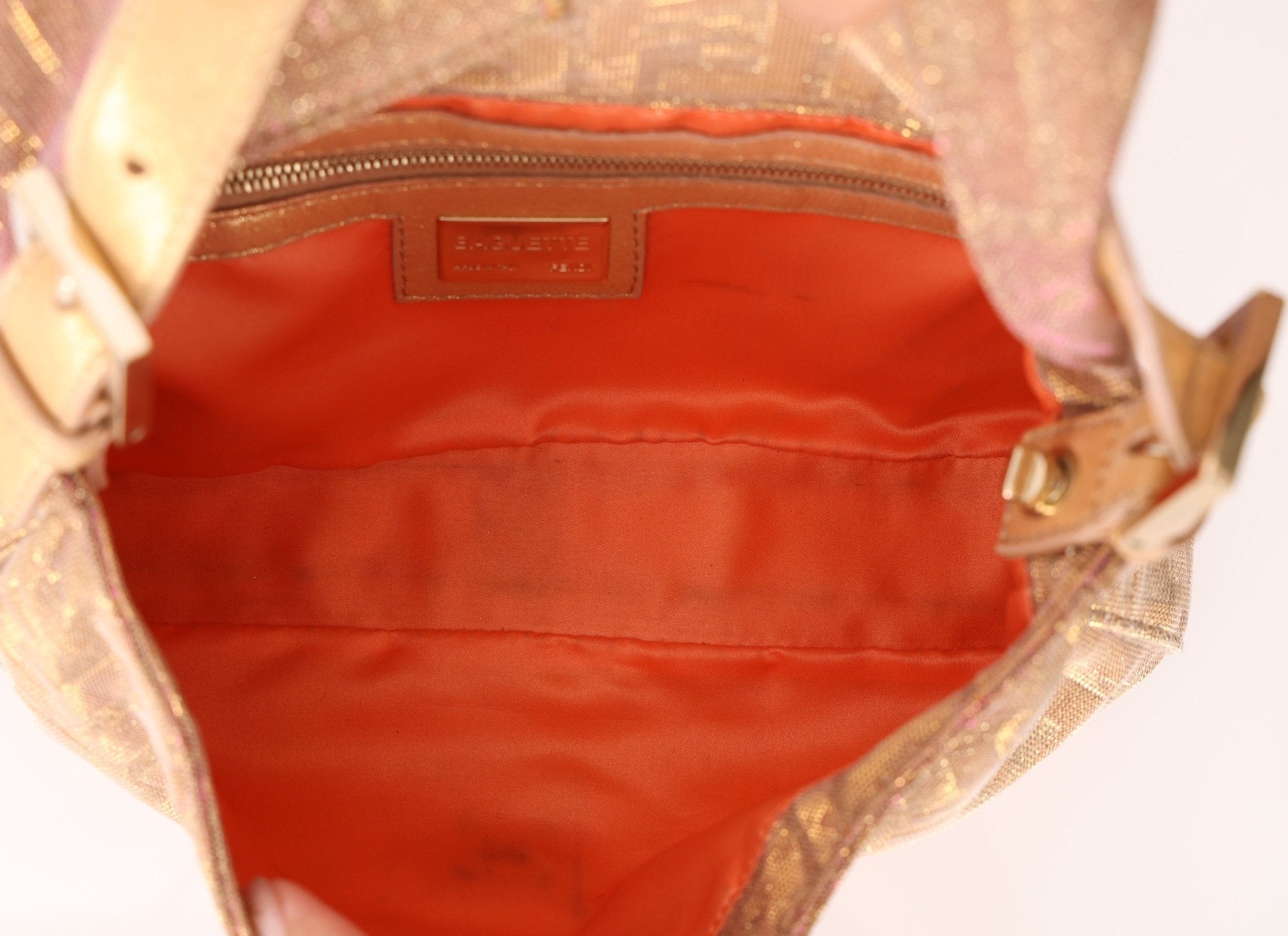 Ultra - Rare Fendi Zucca Metallic Crystal Baguette - FashioNica