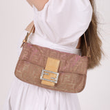 Ultra - Rare Fendi Zucca Metallic Crystal Baguette - FashioNica