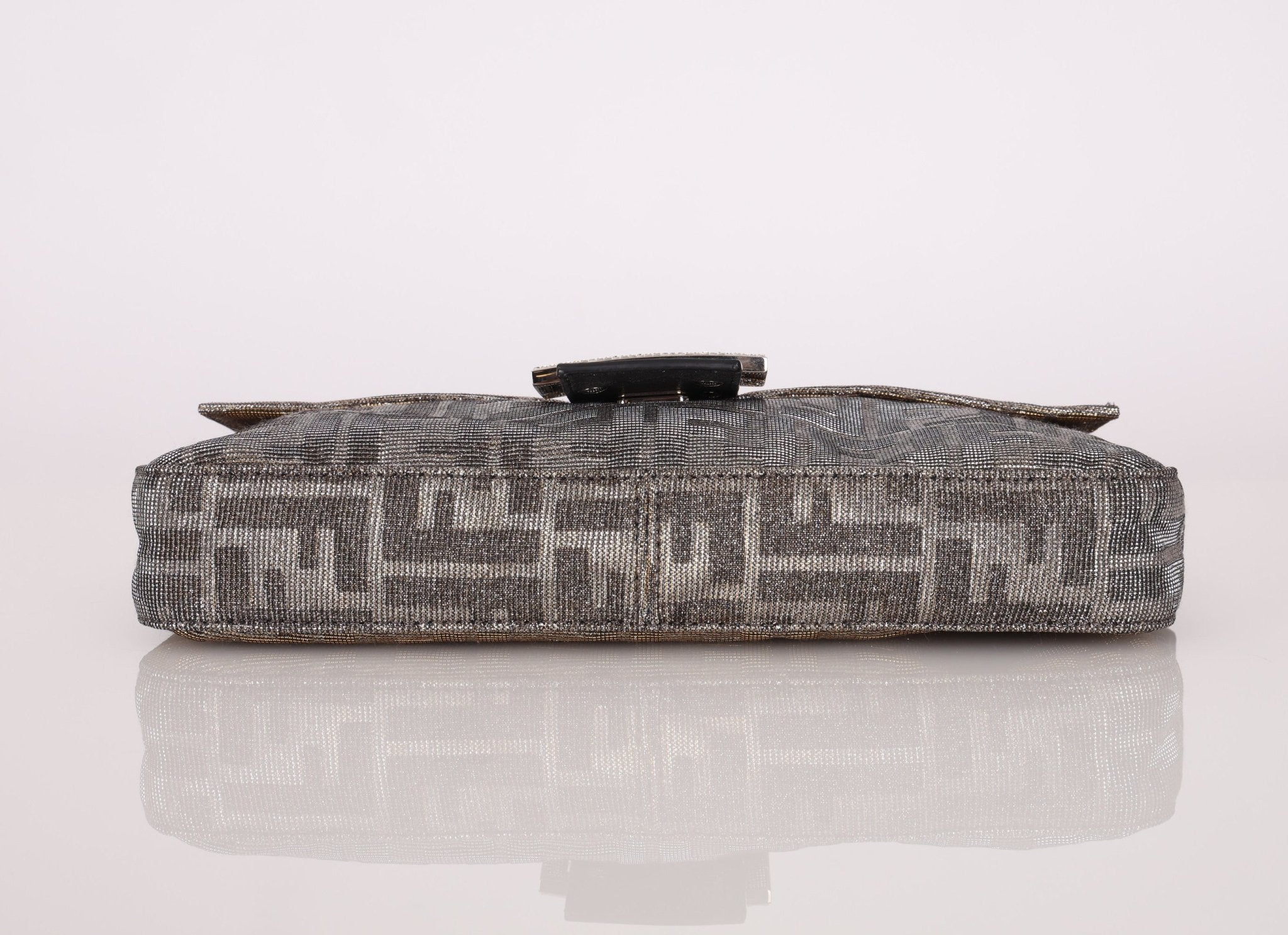 Ultra - Rare Fendi Zucca Metallic Crystal Baguette - FashioNica
