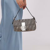 Ultra - Rare Fendi Zucca Metallic Crystal Baguette - FashioNica