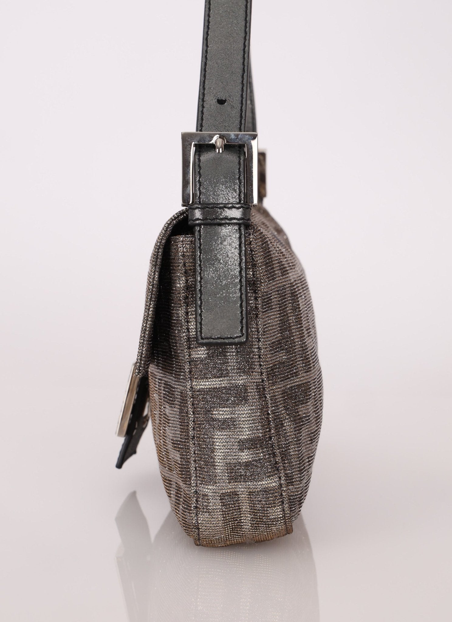 Ultra - Rare Fendi Zucca Metallic Crystal Baguette - FashioNica
