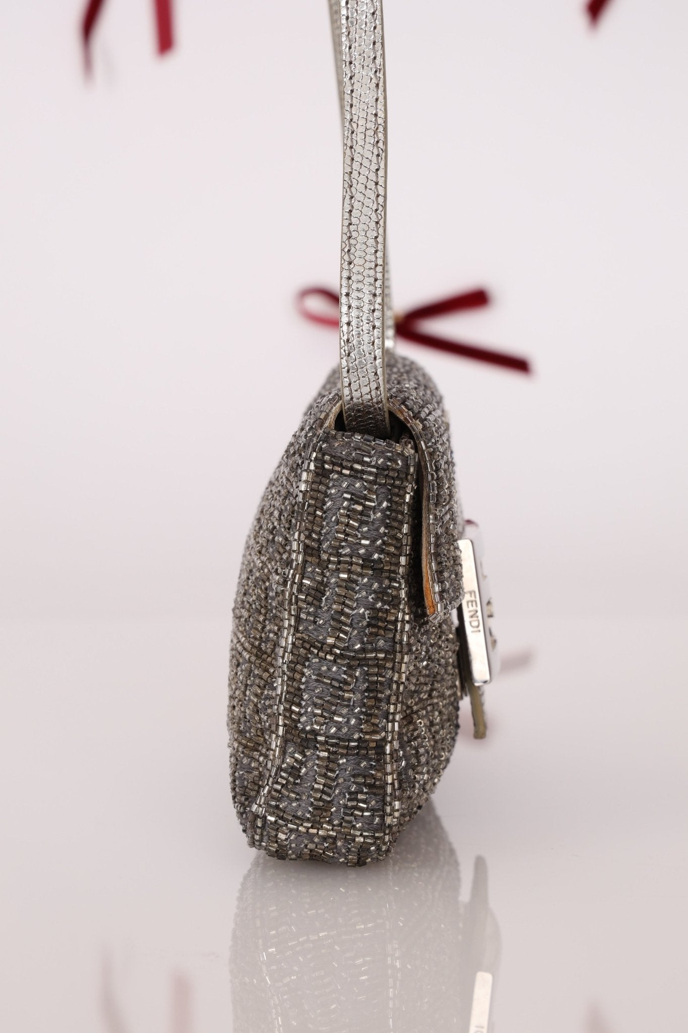 Ultra - Rare Fendi Zucchino Beaded Mini Baguette on Lizard Strap - FashioNica