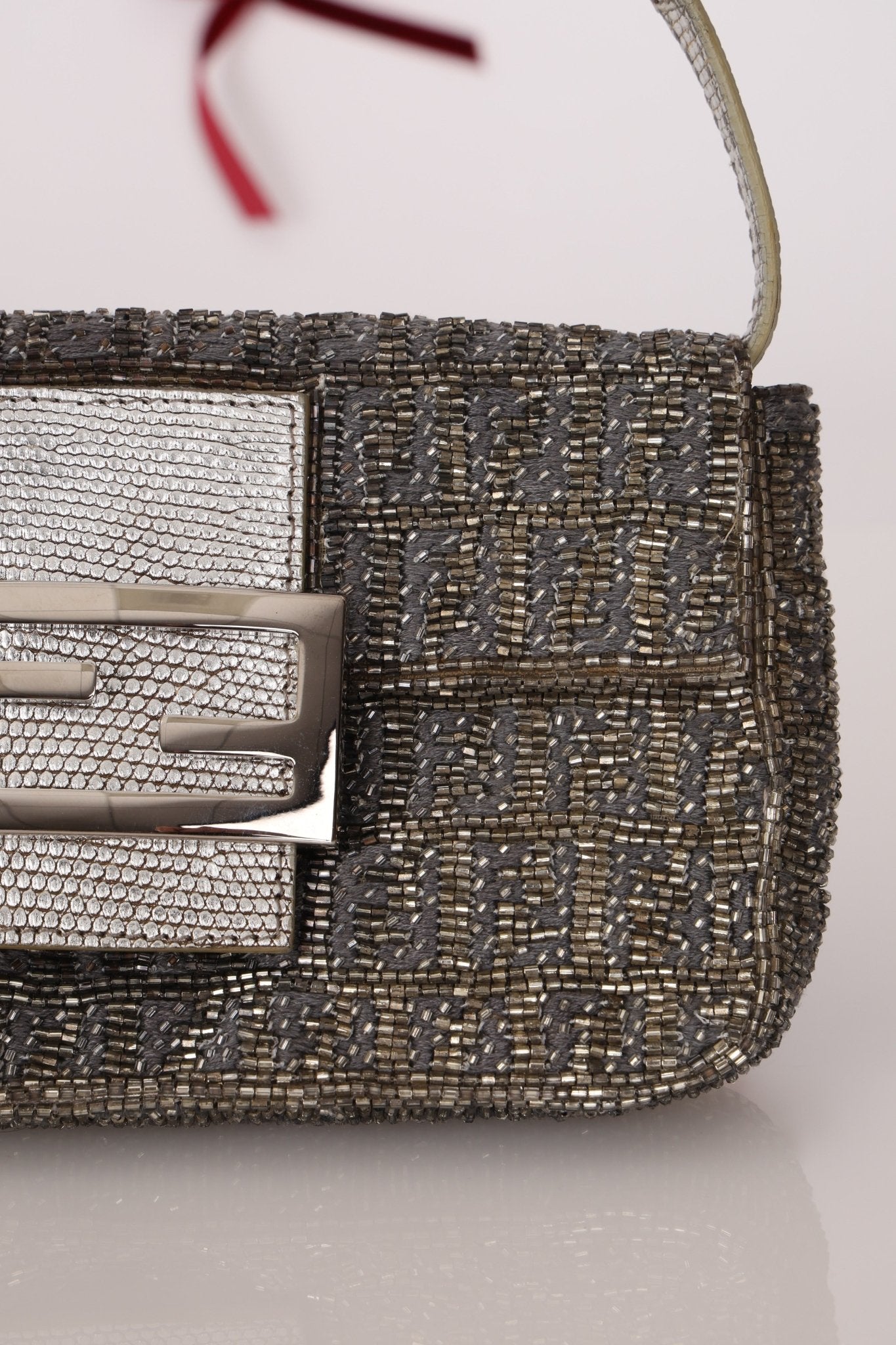 Ultra - Rare Fendi Zucchino Beaded Mini Baguette on Lizard Strap - FashioNica