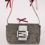 Ultra - Rare Fendi Zucchino Beaded Mini Baguette on Lizard Strap - FashioNica