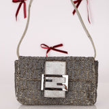 Ultra - Rare Fendi Zucchino Beaded Mini Baguette on Lizard Strap - FashioNica