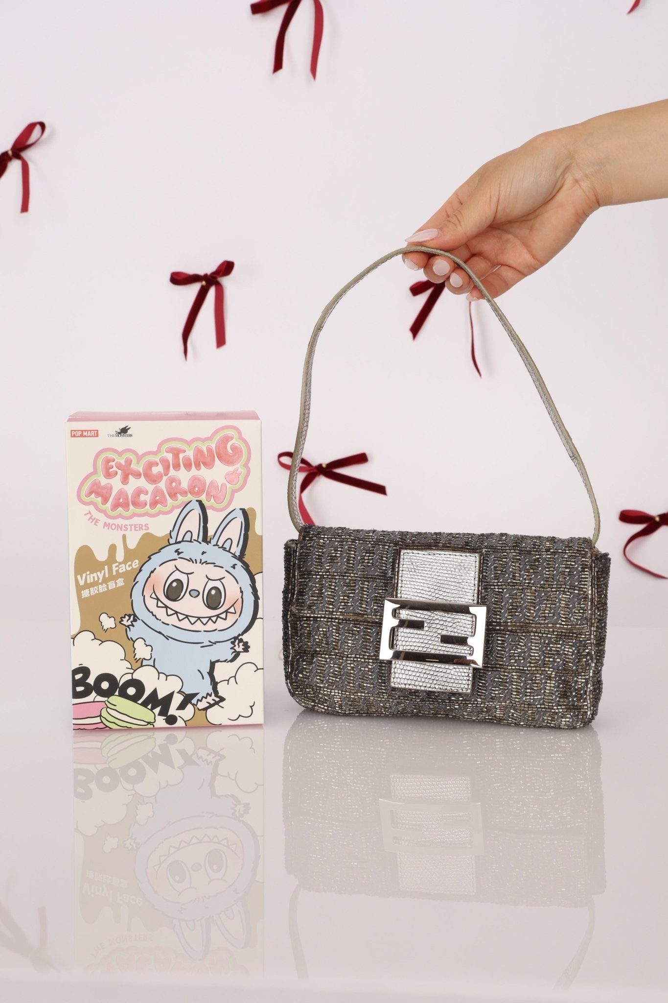 Ultra - Rare Fendi Zucchino Beaded Mini Baguette on Lizard Strap - FashioNica