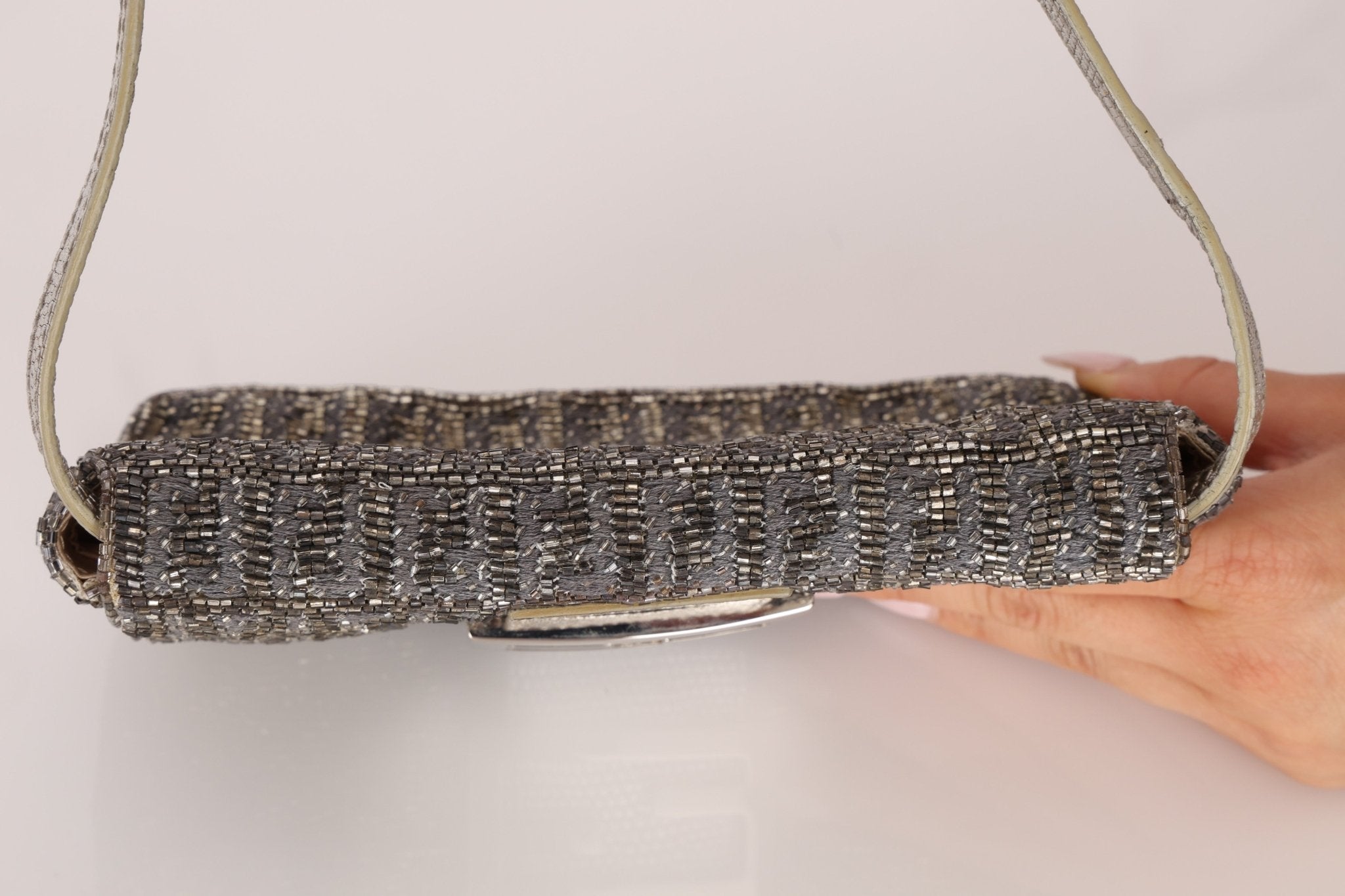 Ultra - Rare Fendi Zucchino Beaded Mini Baguette on Lizard Strap - FashioNica