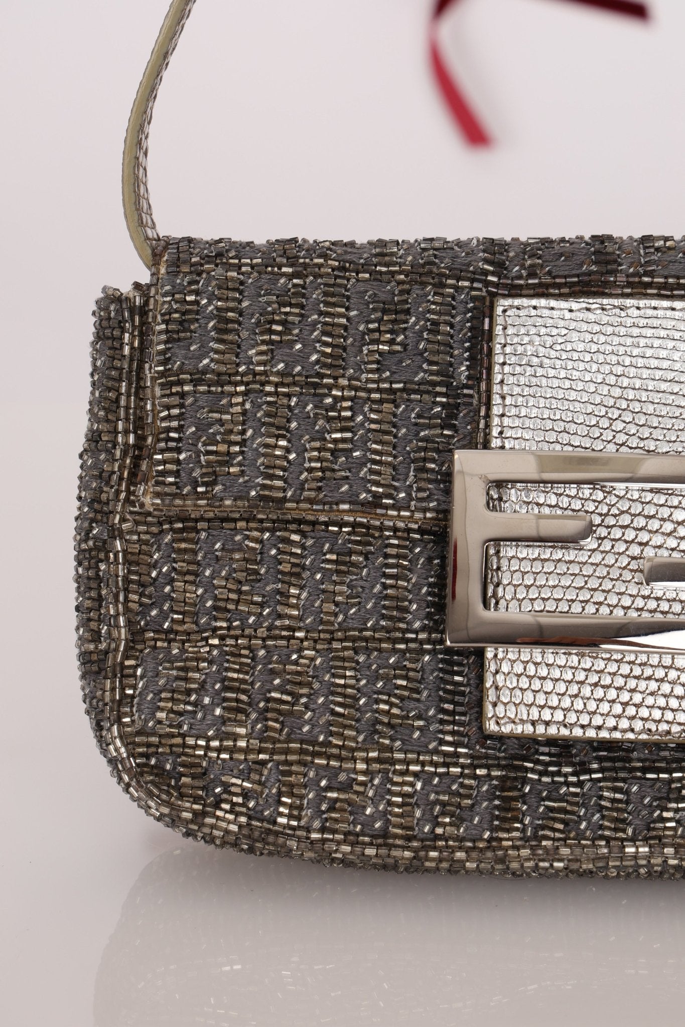 Ultra - Rare Fendi Zucchino Beaded Mini Baguette on Lizard Strap - FashioNica