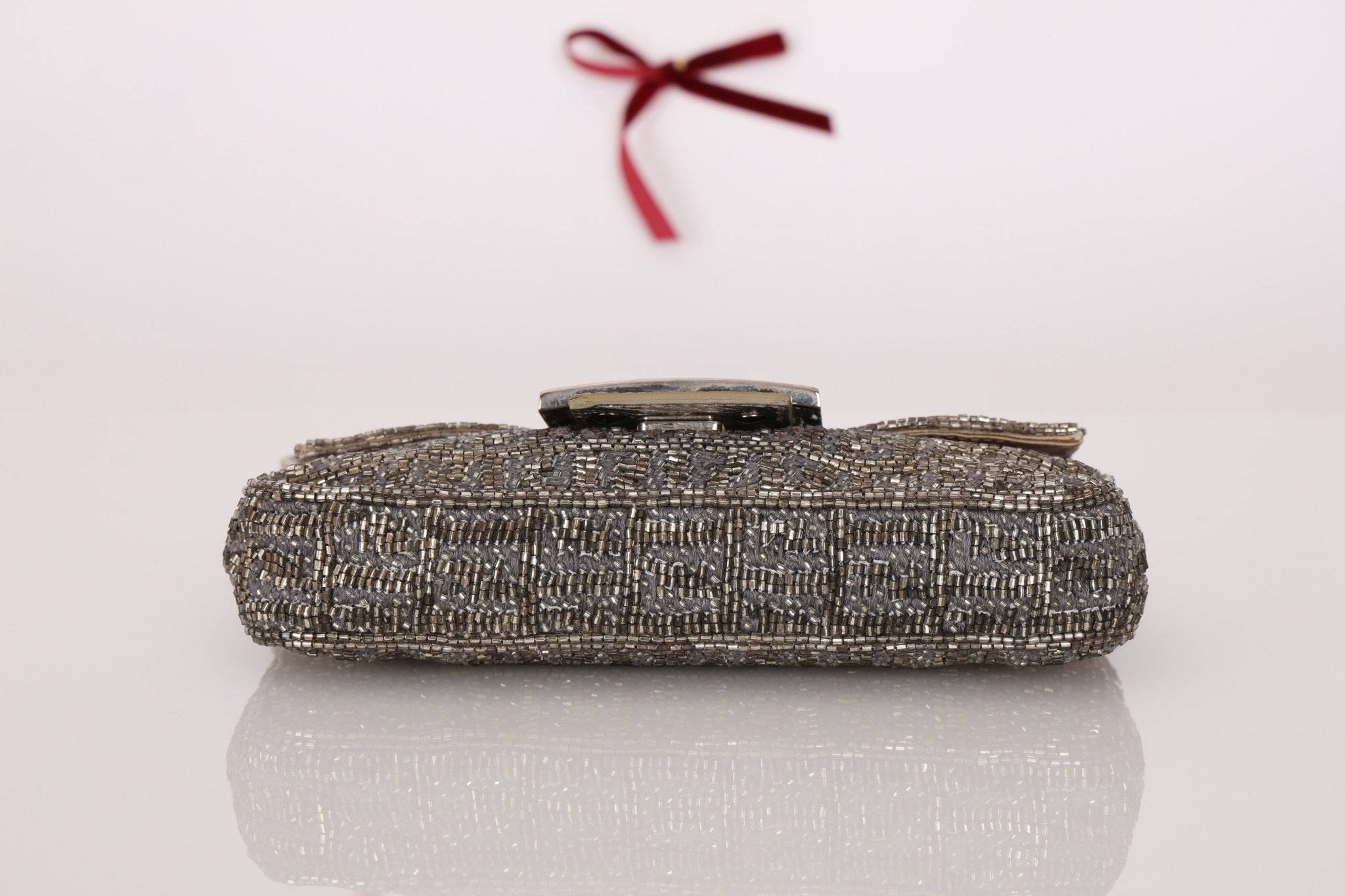Ultra - Rare Fendi Zucchino Beaded Mini Baguette on Lizard Strap - FashioNica