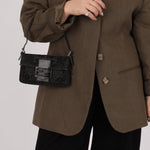 Ultra - Rare Fendi Zucchino Black Floral Beaded, Lizard, & Crystal Mini Baguette - FashioNica