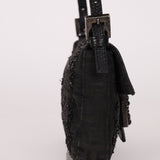 Ultra - Rare Fendi Zucchino Black Floral Beaded, Lizard, & Crystal Mini Baguette - FashioNica