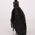 Ultra - Rare Fendi Zucchino Black Floral Beaded, Lizard, & Crystal Mini Baguette - FashioNica