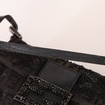 Ultra - Rare Fendi Zucchino Black Floral Beaded, Lizard, & Crystal Mini Baguette - FashioNica