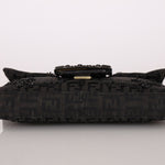 Ultra - Rare Fendi Zucchino Black Floral Beaded, Lizard, & Crystal Mini Baguette - FashioNica