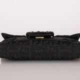 Ultra - Rare Fendi Zucchino Black Floral Beaded, Lizard, & Crystal Mini Baguette - FashioNica