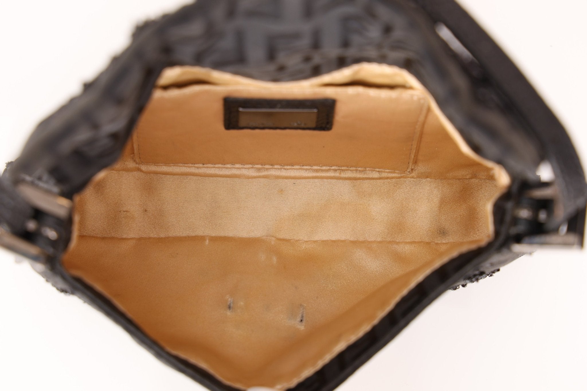 Ultra - Rare Fendi Zucchino Black Floral Beaded, Lizard, & Crystal Mini Baguette - FashioNica