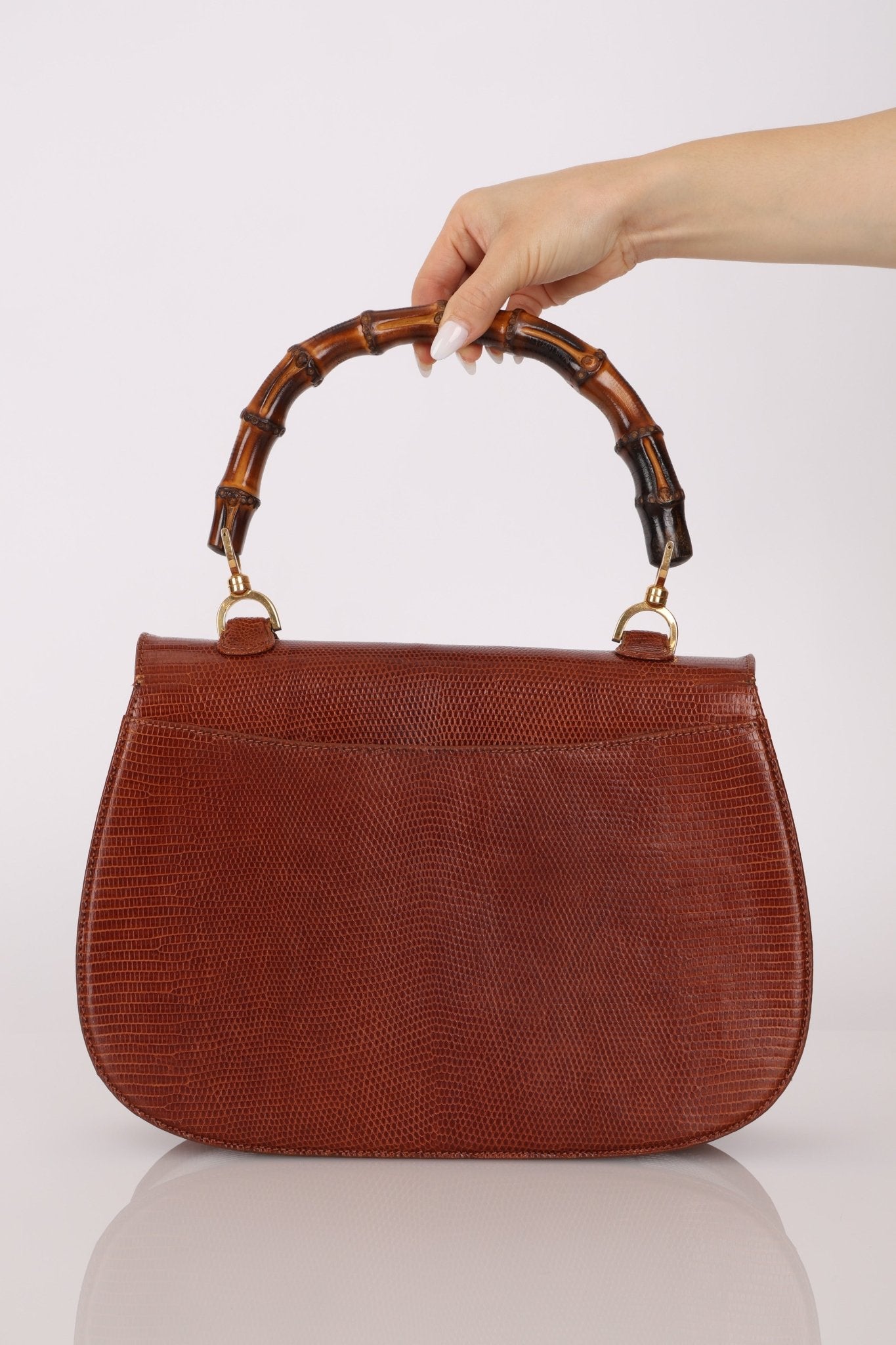 Ultra - Rare Gucci 1947 Lizard Bamboo Large Top Handle Bag - FashioNica