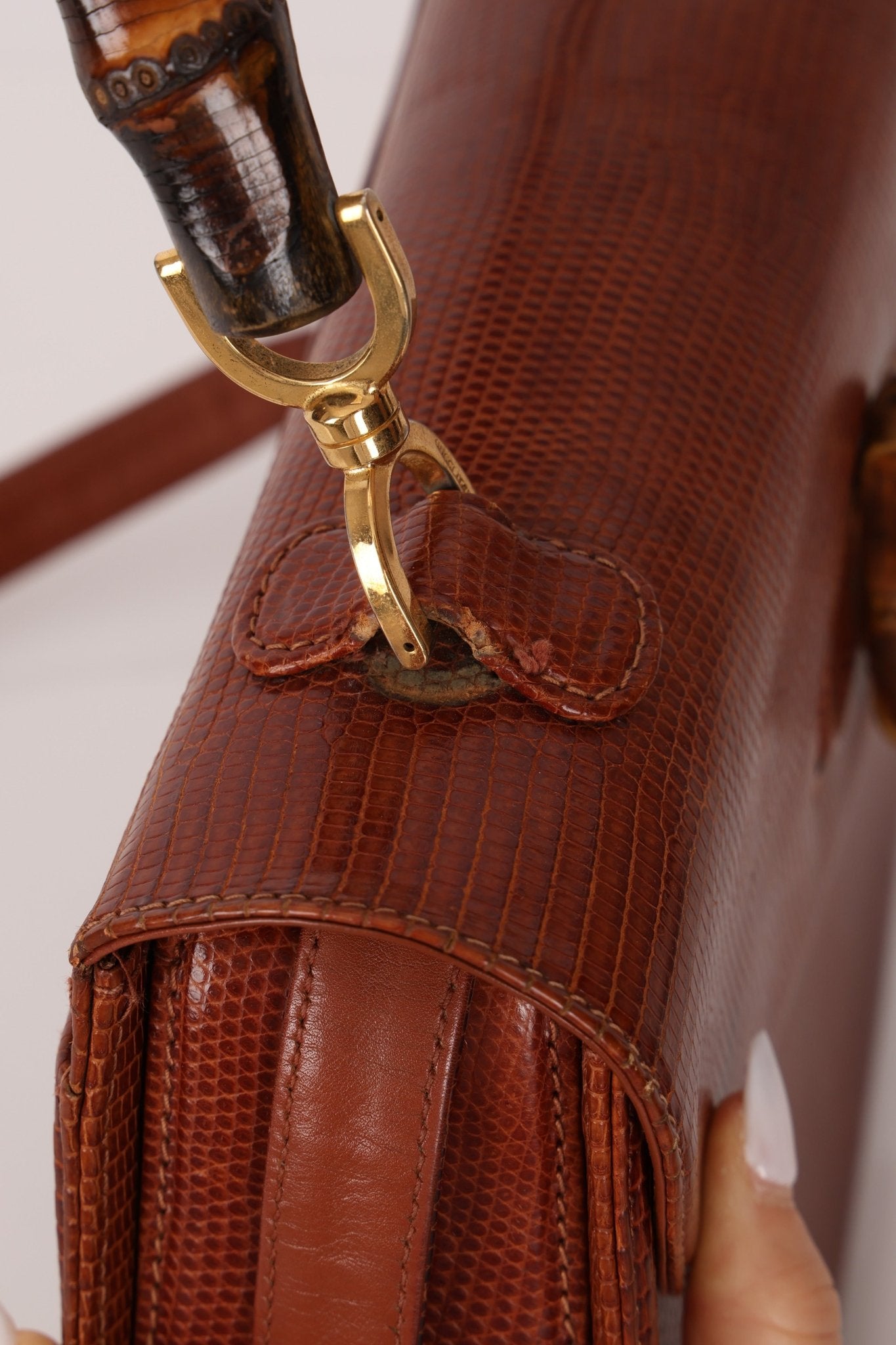 Ultra - Rare Gucci 1947 Lizard Bamboo Large Top Handle Bag - FashioNica
