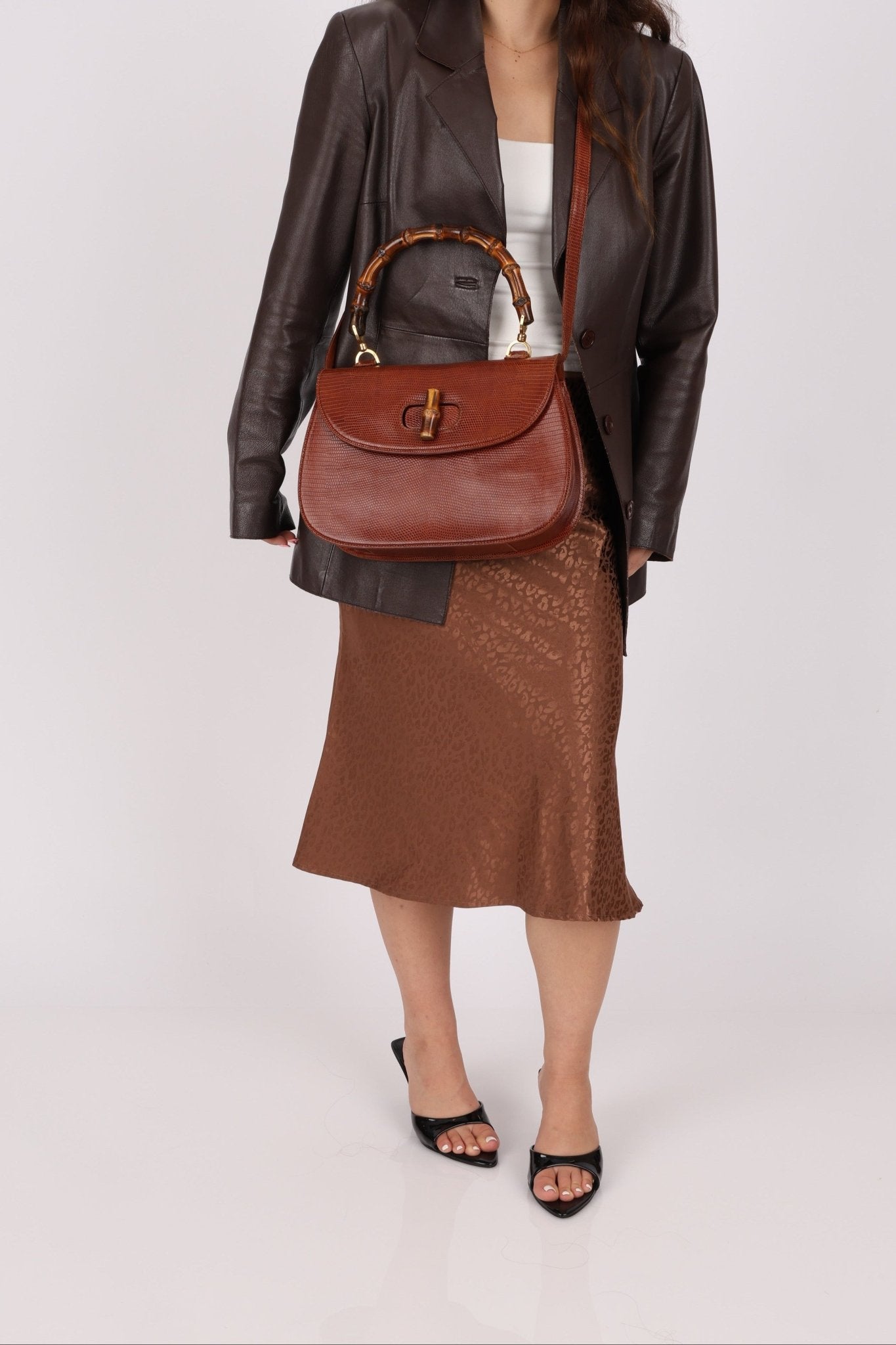 Ultra - Rare Gucci 1947 Lizard Bamboo Large Top Handle Bag - FashioNica