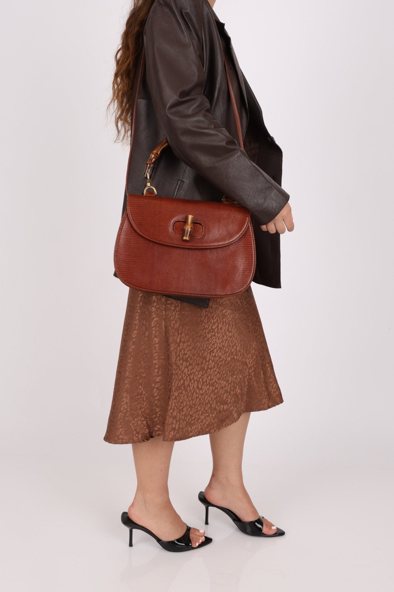 Ultra - Rare Gucci 1947 Lizard Bamboo Large Top Handle Bag - FashioNica