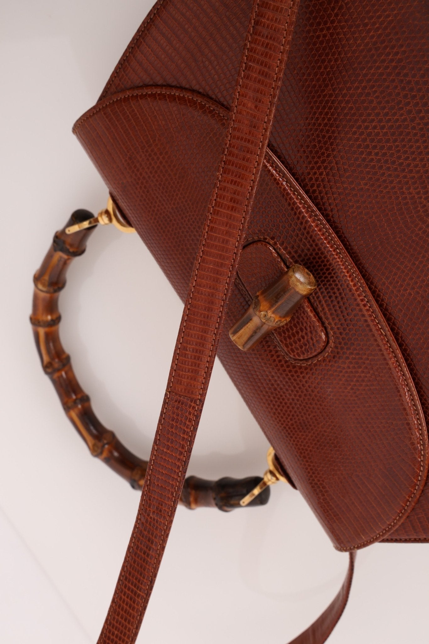 Ultra - Rare Gucci 1947 Lizard Bamboo Large Top Handle Bag - FashioNica