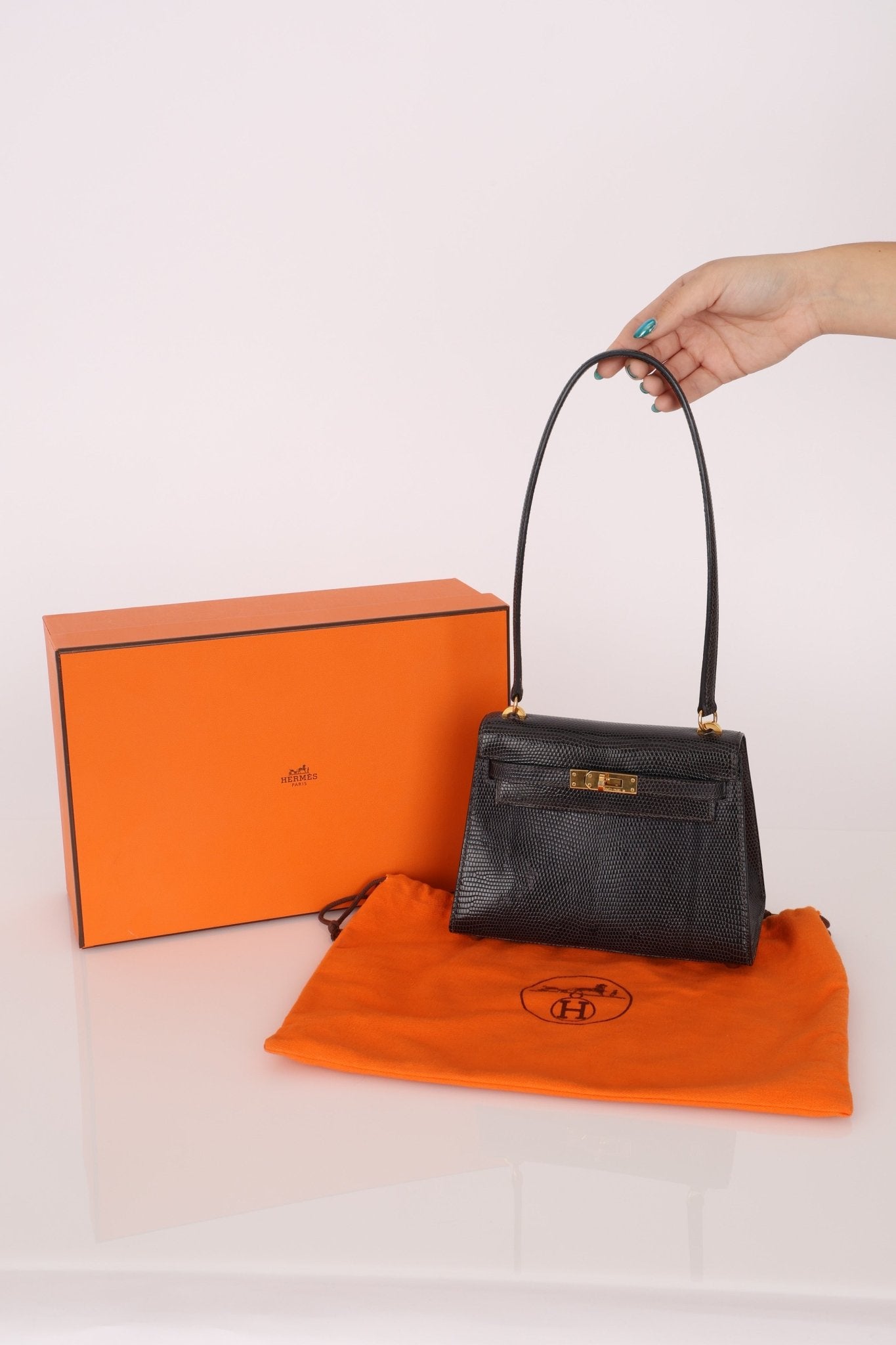 Ultra - Rare Hermès 2008 Bleu Marine Lizard Mini Kelly 20 - FashioNica