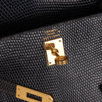 Ultra - Rare Hermès 2008 Bleu Marine Lizard Mini Kelly 20 - FashioNica