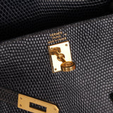 Ultra - Rare Hermès 2008 Bleu Marine Lizard Mini Kelly 20 - FashioNica