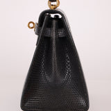 Ultra - Rare Hermès 2008 Bleu Marine Lizard Mini Kelly 20 - FashioNica