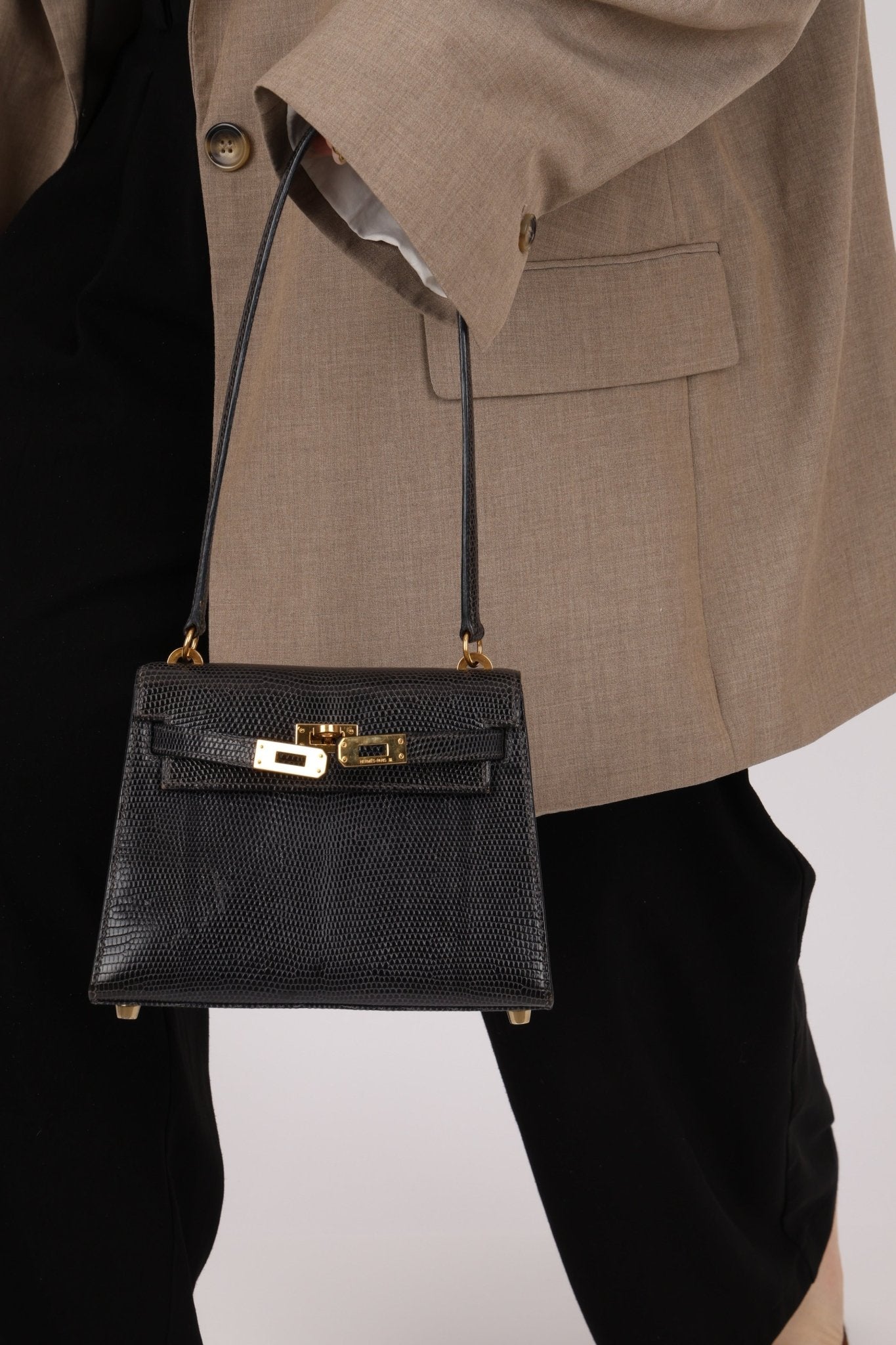 Ultra - Rare Hermès 2008 Bleu Marine Lizard Mini Kelly 20 - FashioNica