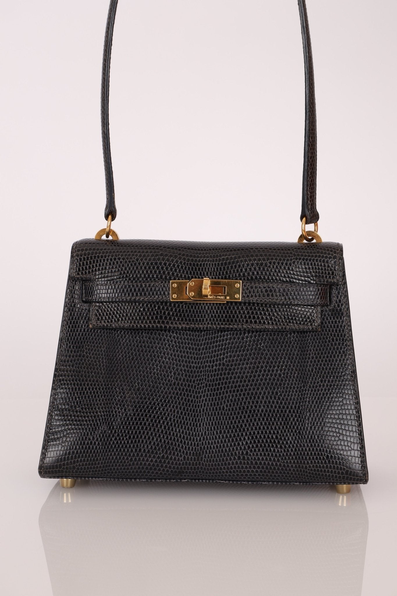 Ultra - Rare Hermès 2008 Bleu Marine Lizard Mini Kelly 20 - FashioNica