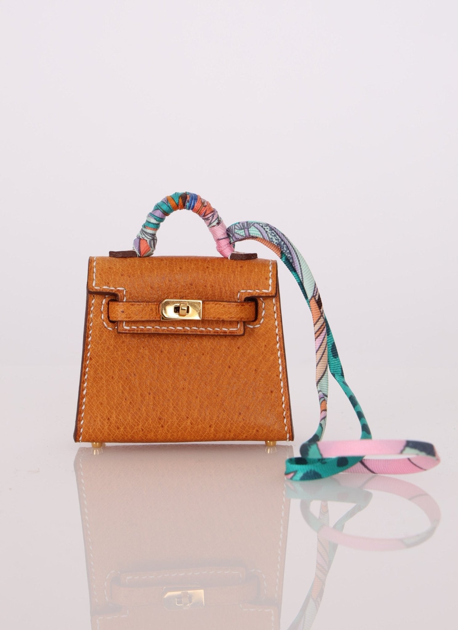 Ultra - Rare Hermès Toffee Peau Porc Micro Twilly Kelly - FashioNica