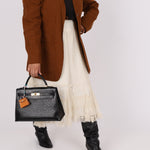 Ultra - Rare Hermès Toffee Peau Porc Micro Twilly Kelly - FashioNica