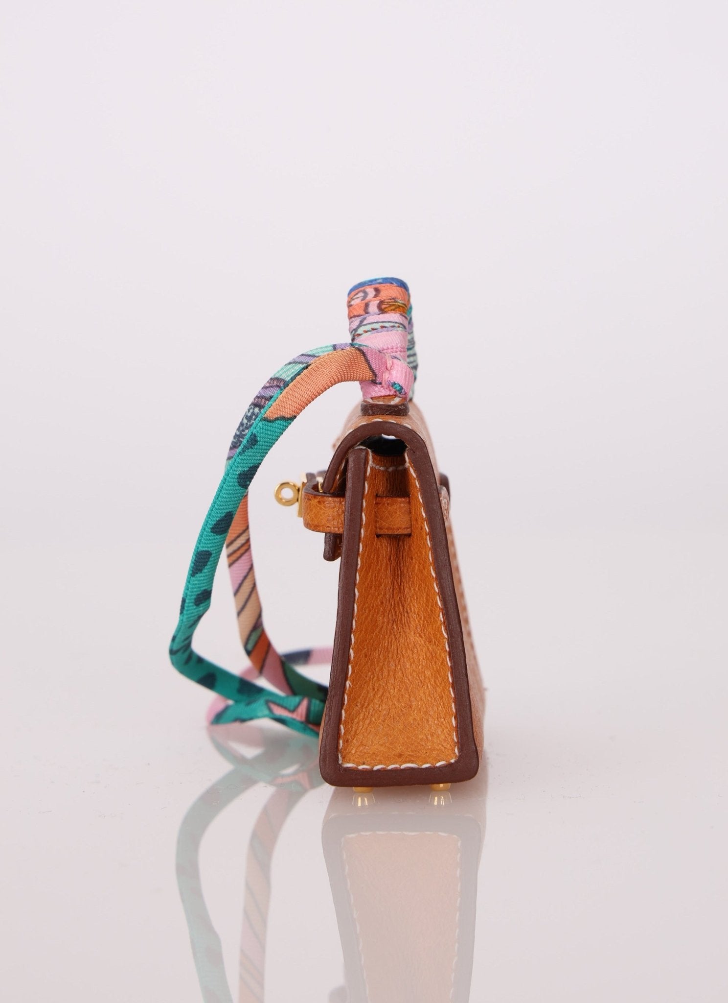 Ultra - Rare Hermès Toffee Peau Porc Micro Twilly Kelly - FashioNica