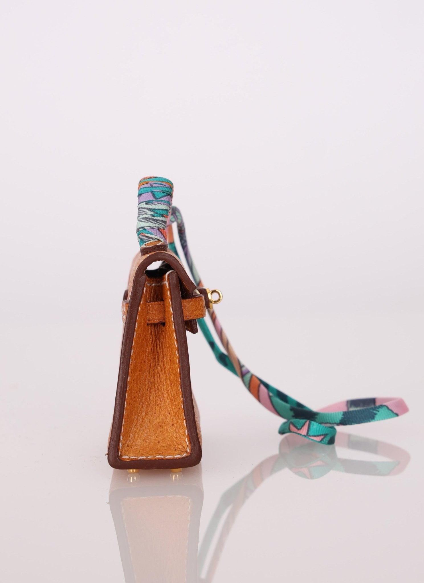 Ultra - Rare Hermès Toffee Peau Porc Micro Twilly Kelly - FashioNica