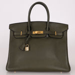 Ultra - Rare Hermès x Margiela 2000 Khaki Togo Retourne Birkin 35 GHW - FashioNica