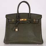 Ultra - Rare Hermès x Margiela 2000 Khaki Togo Retourne Birkin 35 GHW - FashioNica