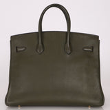 Ultra - Rare Hermès x Margiela 2000 Khaki Togo Retourne Birkin 35 GHW - FashioNica