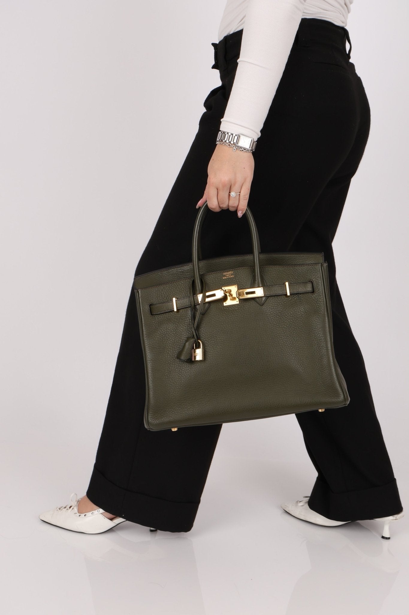 Ultra - Rare Hermès x Margiela 2000 Khaki Togo Retourne Birkin 35 GHW - FashioNica