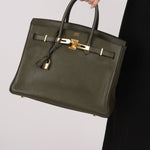 Ultra - Rare Hermès x Margiela 2000 Khaki Togo Retourne Birkin 35 GHW - FashioNica