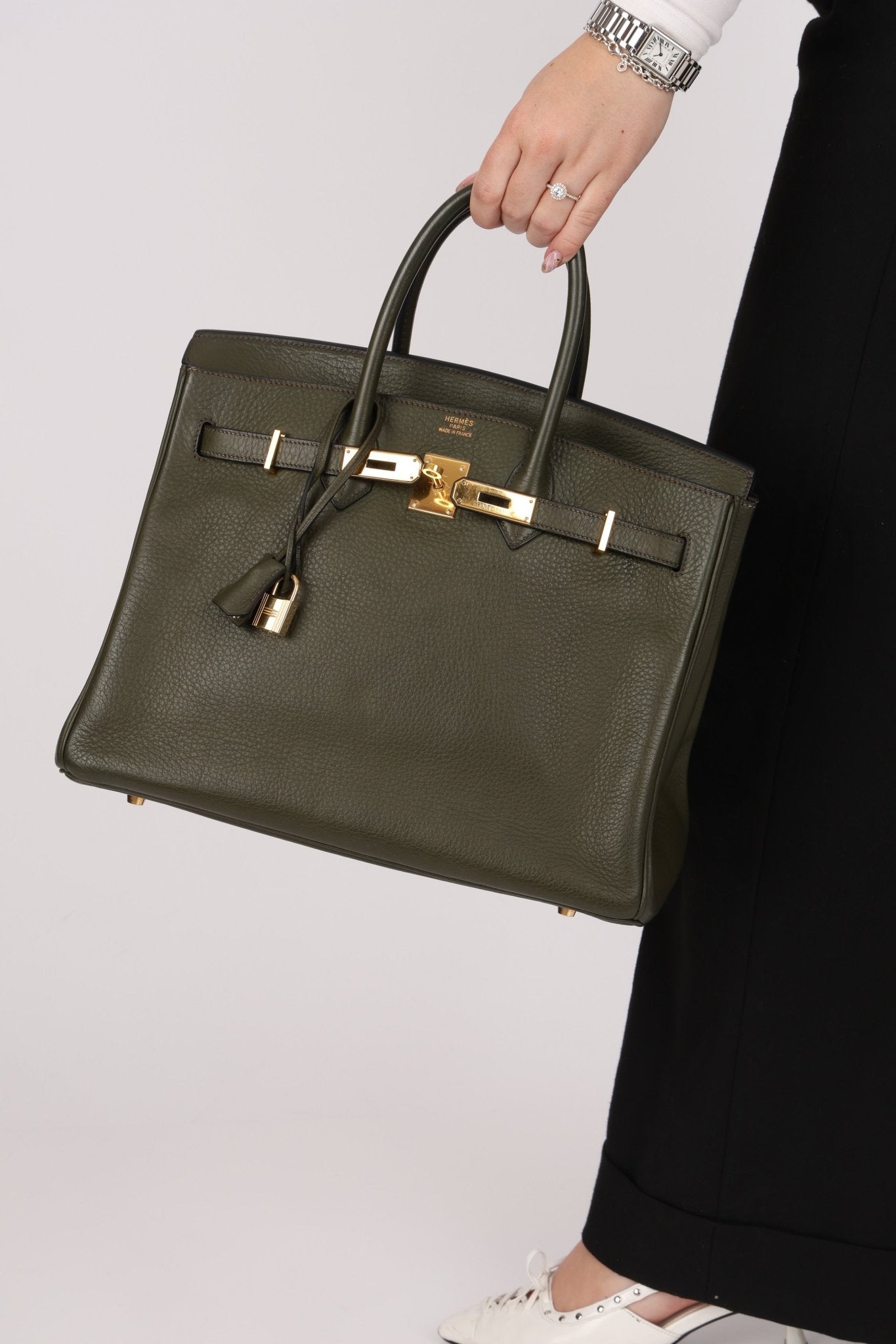 Ultra - Rare Hermès x Margiela 2000 Khaki Togo Retourne Birkin 35 GHW - FashioNica