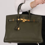 Ultra - Rare Hermès x Margiela 2000 Khaki Togo Retourne Birkin 35 GHW - FashioNica