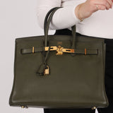 Ultra - Rare Hermès x Margiela 2000 Khaki Togo Retourne Birkin 35 GHW - FashioNica