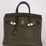 Ultra - Rare Hermès x Margiela 2000 Khaki Togo Retourne Birkin 35 GHW - FashioNica