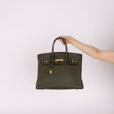 Ultra - Rare Hermès x Margiela 2000 Khaki Togo Retourne Birkin 35 GHW - FashioNica