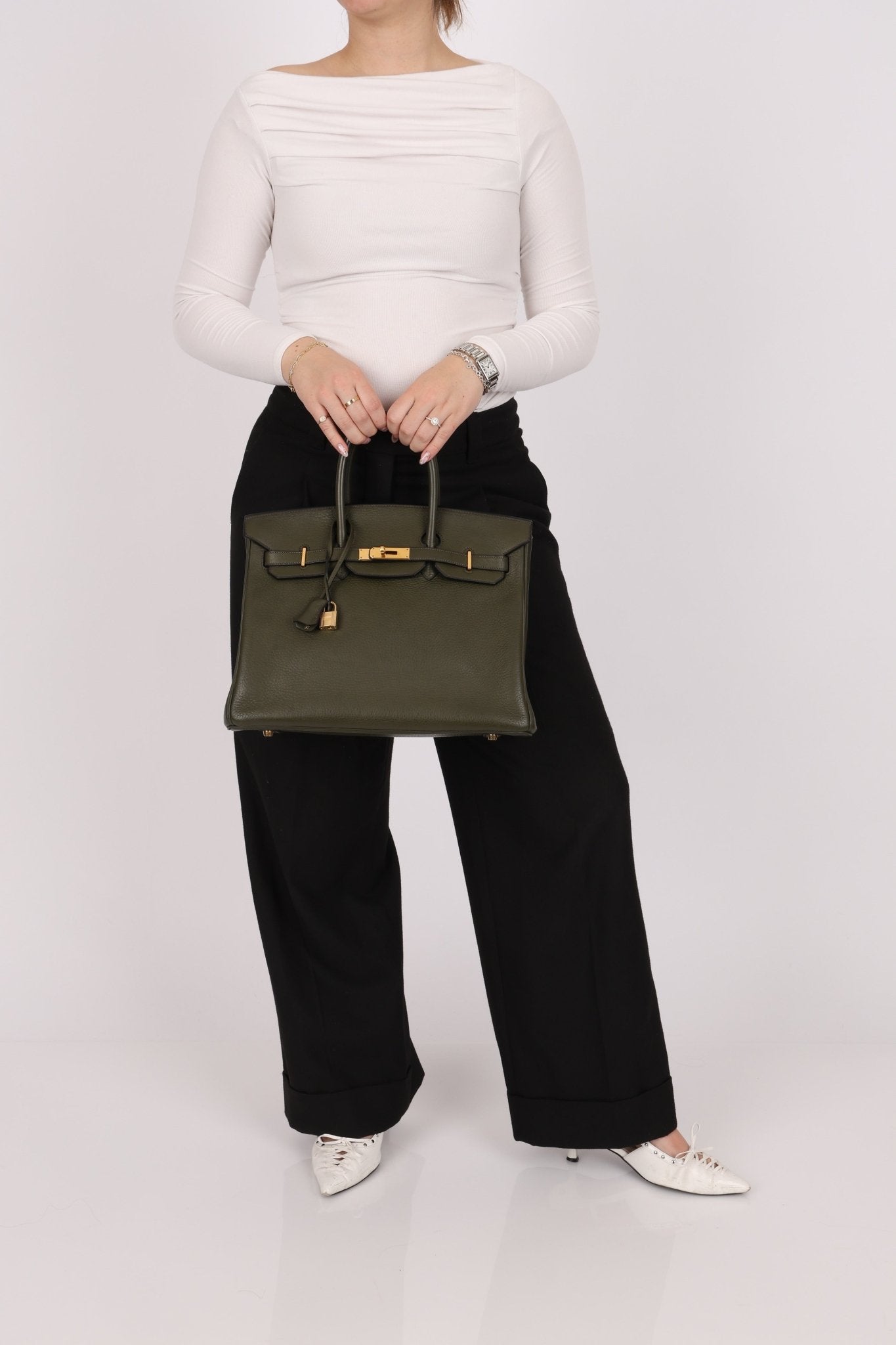 Ultra - Rare Hermès x Margiela 2000 Khaki Togo Retourne Birkin 35 GHW - FashioNica