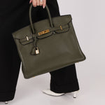 Ultra - Rare Hermès x Margiela 2000 Khaki Togo Retourne Birkin 35 GHW - FashioNica
